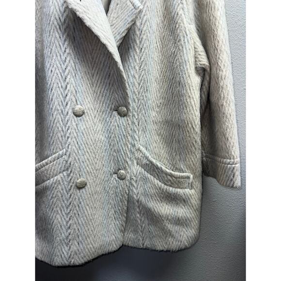 Womens Luxus Qualitat Mohair Wool Coat Overcoat Herringbone Jacket Size XL - Picture 5 of 12